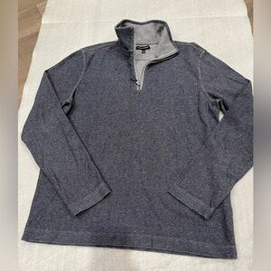 [XL/PTP:23”]Banana Republic Men's Blue Gray Knit 1/4 Zip-Up Cotton Sweatshirt